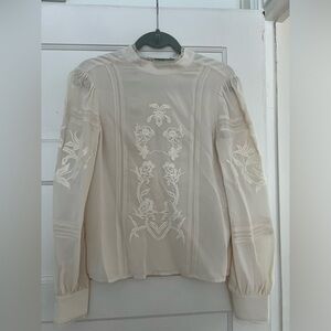 Reformation high neck lace blouse